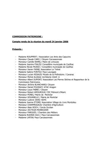 COMMISSION PATRIMOINE : - Le Pays Carcassonnais