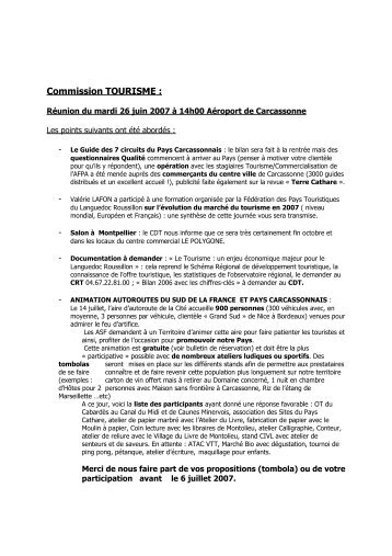 Commission TOURISME : - Le Pays Carcassonnais