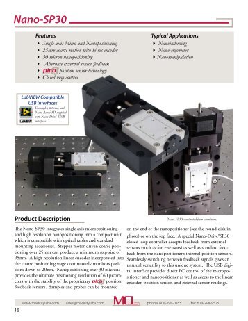 Nano-SP30 - integrated micropositioning and ... - Mad City Labs