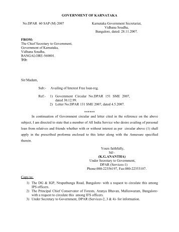 GOVERNMENT OF KARNATAKA No.DPAR 60 SAP ... - stg1.kar.nic.in