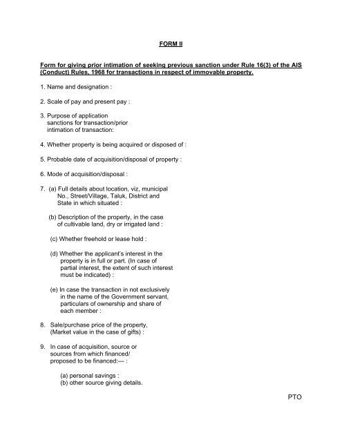 Property Returns-prior intimation-Form II & III - stg1.kar.nic.in