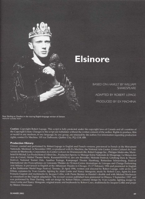 Elsinore - Canadian Adaptations of Shakespeare Project