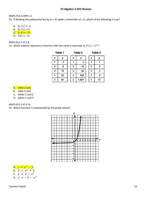 Fs Algebra 2 Eoc - 