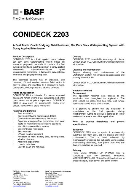 Conideck 23 System Tds Basf Construction Chemicals