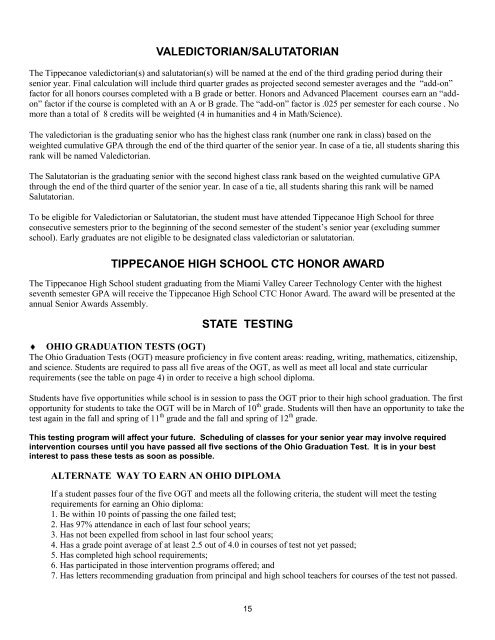 TIPPECANOE HIGH SCHOOL - Tipp City Exempted Village Schools