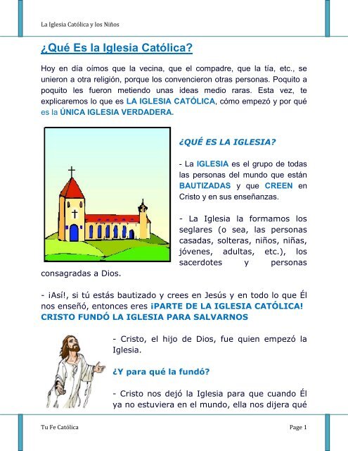 La Iglesia Católica y los Niños - TuFeCatolica La Iglesia Católica y los Niños - TuFeCatolica