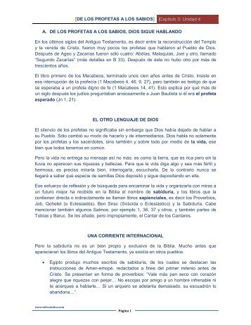 3. De los Profetas a los Sabios, Dios sigue hablando. - Tu Fe CatÃ³lica