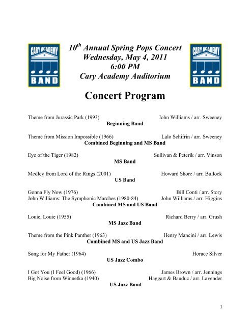 Concert Program - Cary Academy