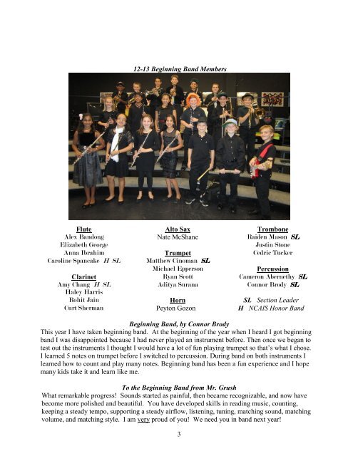 Concert Program - Cary Academy