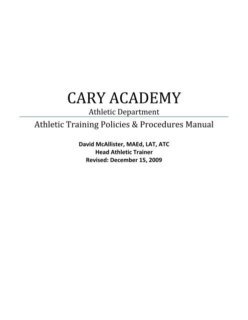 cary academy athletic training policy procedures manual (parent