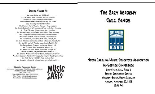 NCMEA Jazz Program Nov 2008.pub - Cary Academy