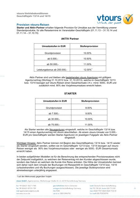 Vertriebskonditionen gÃ¼ltig ab 01.11.2013 (PDF) - V-Fit - Fit For Vtours