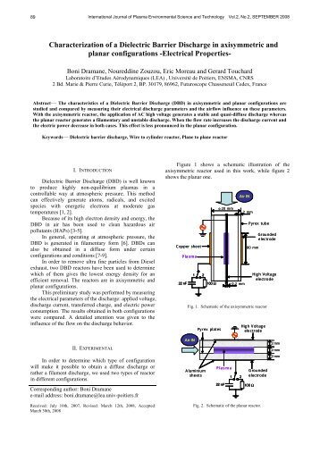 Characterization of a Dielectric Barrier Discharge in axisymmetric ...