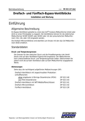 Betriebsanleitung - FOXBORO ECKARDT GmbH