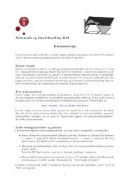 Matematik og databehandling 2012 Kursusoversigt