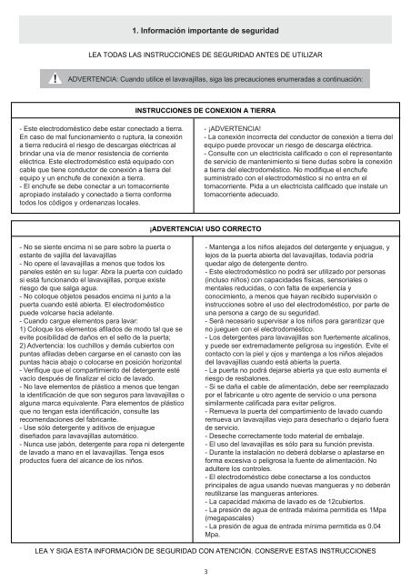 Manual de instrucciones, garantÃ­a y STA LAVAVAJILLAS LVJ ... - Atma