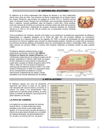 Ficha de atletismo - EducaciÃ³n FÃ­sica en Infantil y Primaria