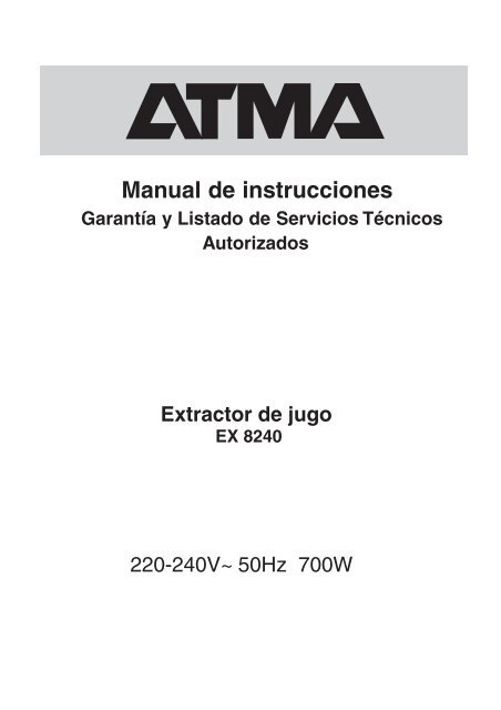 Manual de instrucciones - Atma