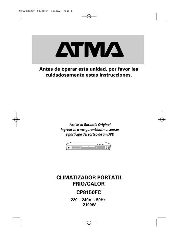 CLIMATIZADOR PORTATIL FRIO/CALOR CP8150FC - Atma