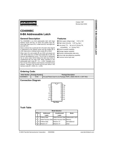 Cd4099bc 8 Bit Addressable Latch Classiccmp