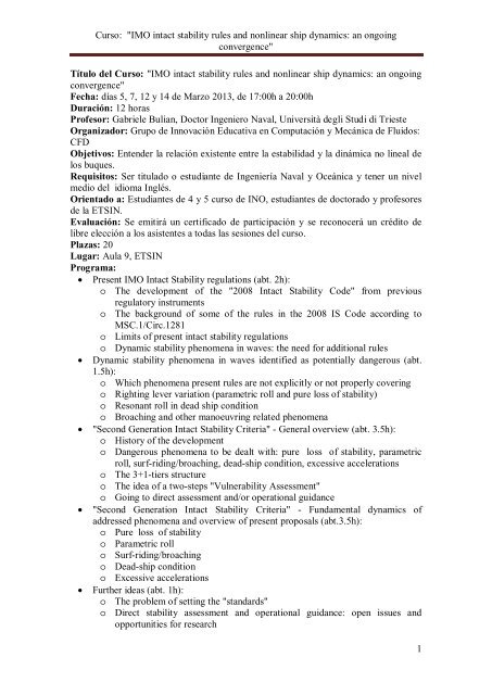 Imo Stability Code Curso: