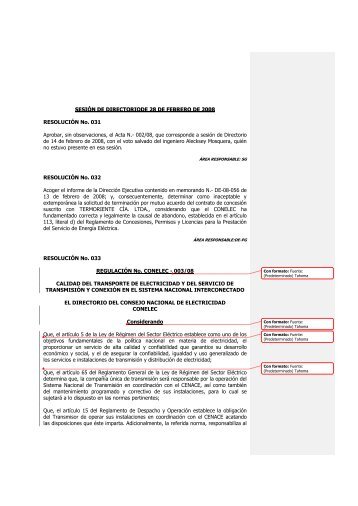 SESIÃN DE DIRECTORIO - CONELEC