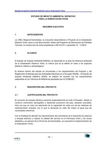 ESTUDIO DE IMPACTO AMBIENTAL DEFINITIVO ... - CONELEC