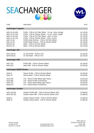 Price List - White Light