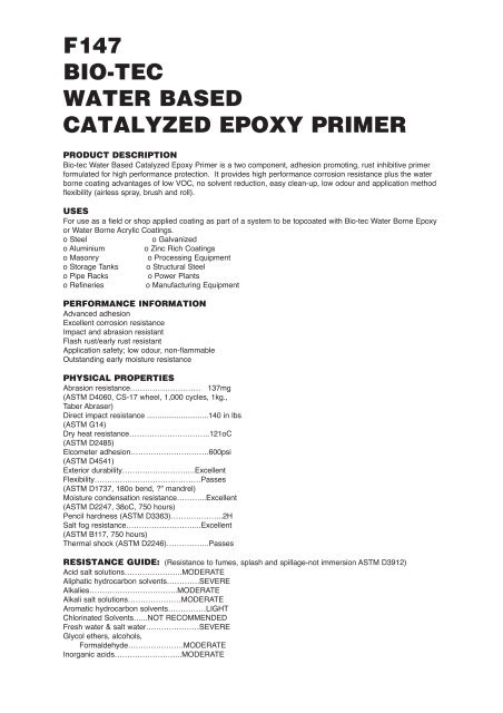 Bio-Tec Water Based Catalyzed Epoxy Primer - Resto Coatings
