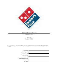 Integrated Company Analysis Domino's Pizza Team B6 December ...