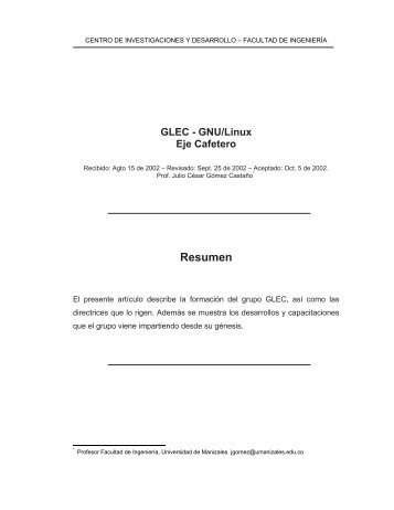 GLEC - GNU/Linux Eje Cafetero - Universidad de Manizales