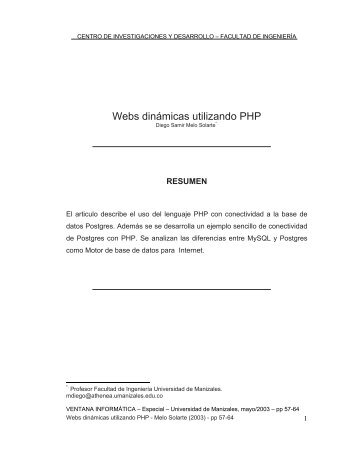 Webs dinÃ¡micas utilizando PHP - Universidad de Manizales
