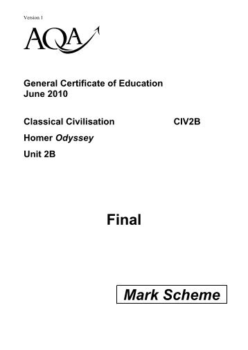 A-level Classical Civilisation Mark Scheme Unit 02 - Option B - AQA