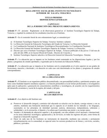 Reglamento - Instituto TecnolÃ³gico Superior de Xalapa