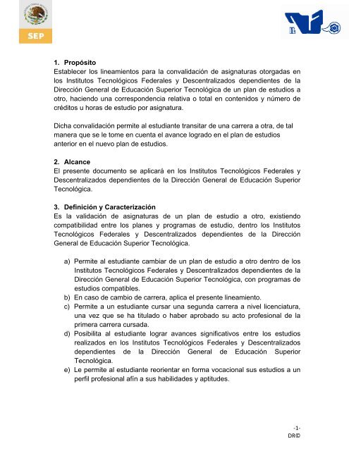 Lineamiento para la ConvalidaciÃ³n de Estudios versiÃ³n 1.0 ... - ITCJ
