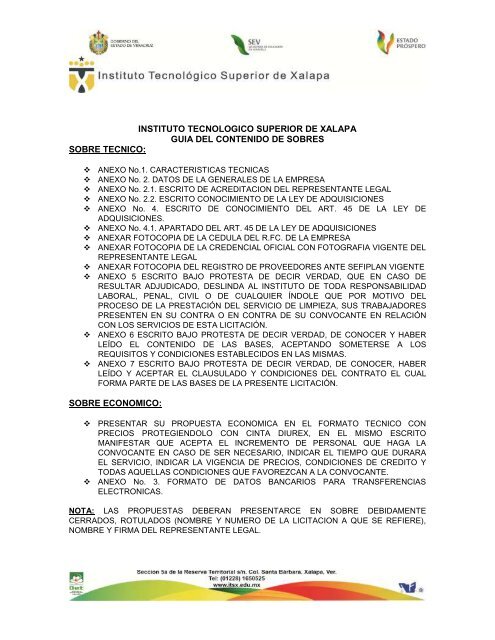 BASES DE LA LICITACION SIMPLIFICADA NUMERO ... - itsx.edu.mx