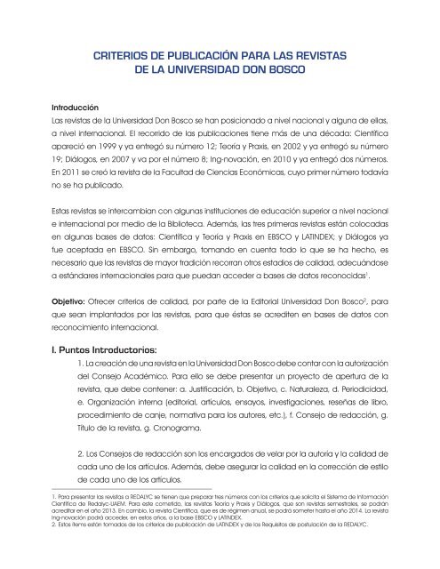 Manual de PublicaciÃ³n para las revistas - Universidad Don Bosco