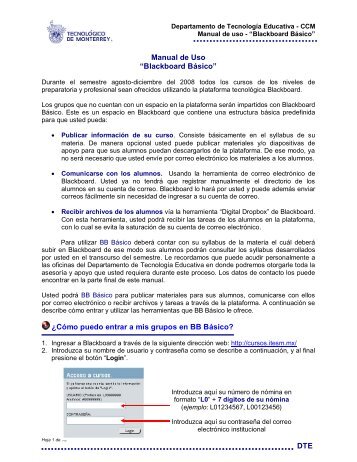 DTE Manual de Uso “Blackboard Básico” ¿Cómo puedo entrar a mis ...