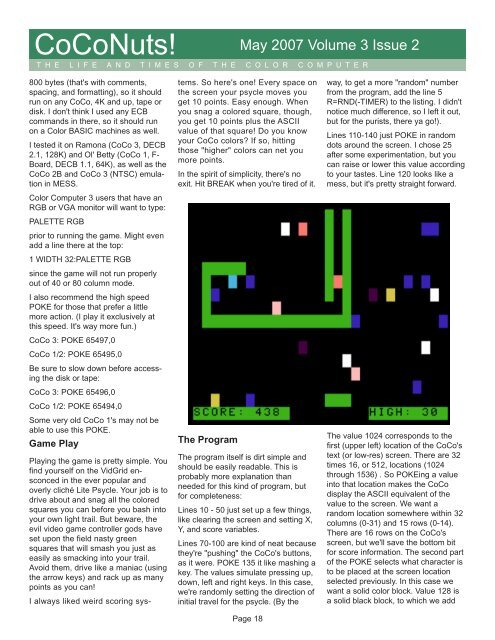Coco Nutz! Vol 3 Issue 2, May 2007.pdf - TRS-80 Color Computer ...