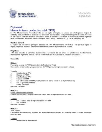 Diplomado Mantenimiento productivo total (TPM)