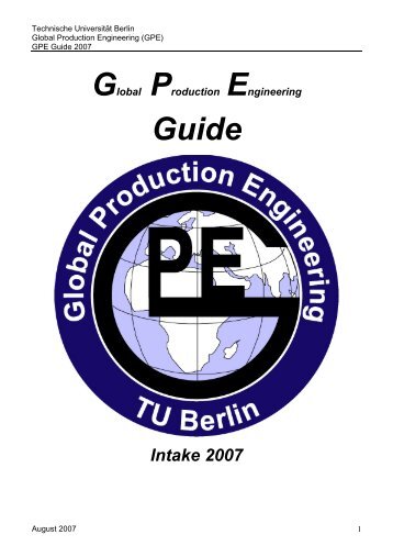 3 The Program of - GPE Global Production Engineering - TU Berlin