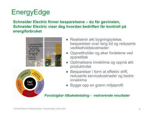 Presentasjon av Schneider Electrics Buildings Business (PDF)