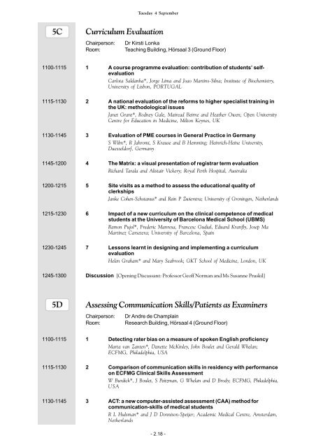 AMEE Berlin 2002 Programme