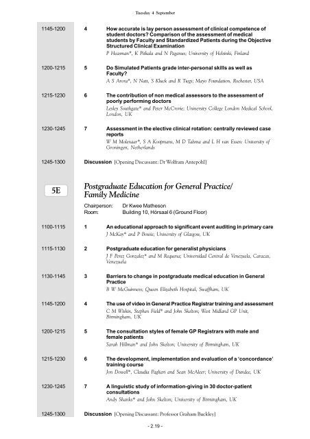 AMEE Berlin 2002 Programme