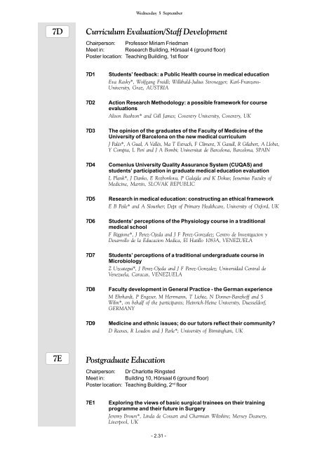 AMEE Berlin 2002 Programme