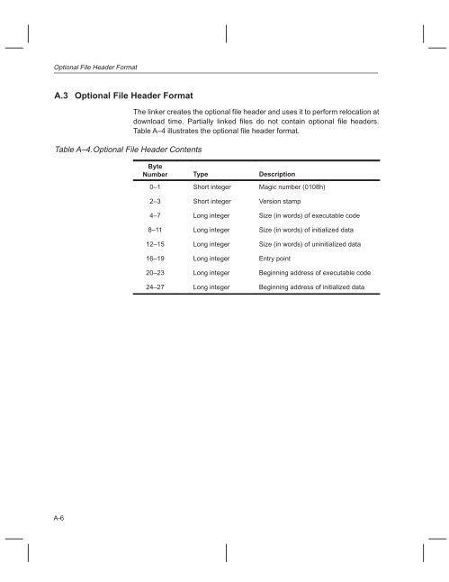 File Header Structure Tab