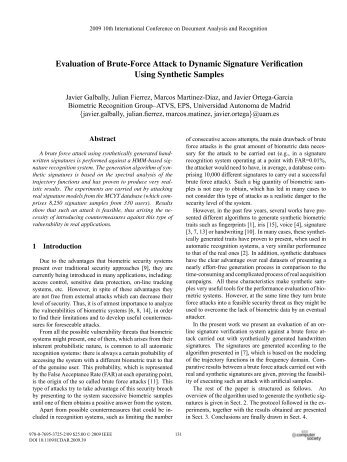 Evaluation of Brute-force Attack to Dynamic Signature ... - ATVS