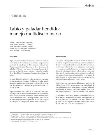 Labio y paladar hendido: manejo multidisciplinario - Hospital San ...