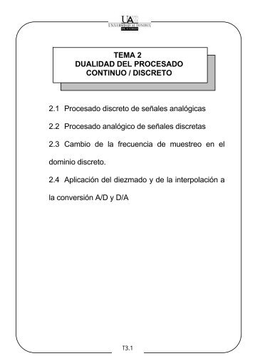 TEMA 2 DUALIDAD DEL PROCESADO CONTINUO / DISCRETO ...