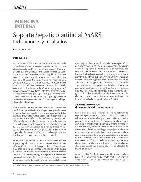 Soporte hepÃ¡tico artificial MARS. Indicaciones y resultados